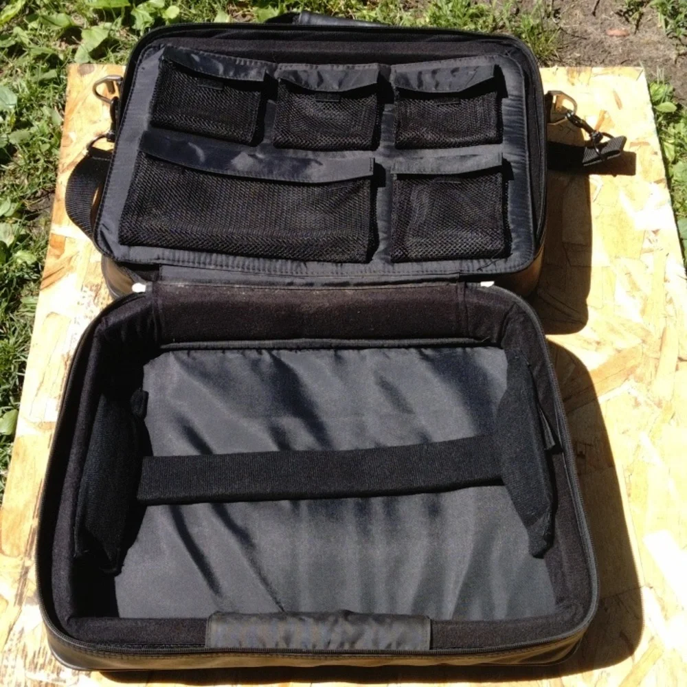 Samsonite Black Leather Briefcase with Flap-Over Closure